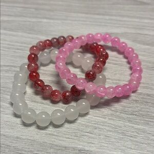 Elegant Pink and Clear Glass Beaded Bracelet Set